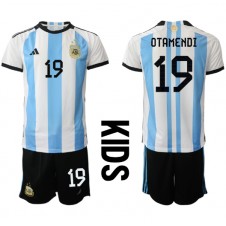 Argentina Nicolas Otamendi #19 Hemmaställ Barn VM 2022 Korta ärmar (+ Korta byxor)